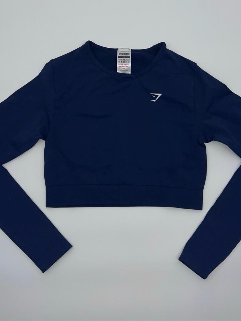 NWOT Gymshark Long Sleeve Crop Top Navy Blue Size Small Brand
